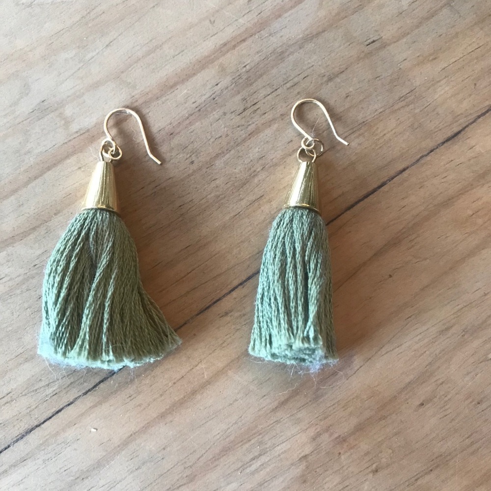 Natalie Borton sage tassel earrings